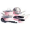 Blue Diamond Toxin-Free Ceramic and Dishwasher Safe 12-Piece Pots and Pans Cookware Set, Pink