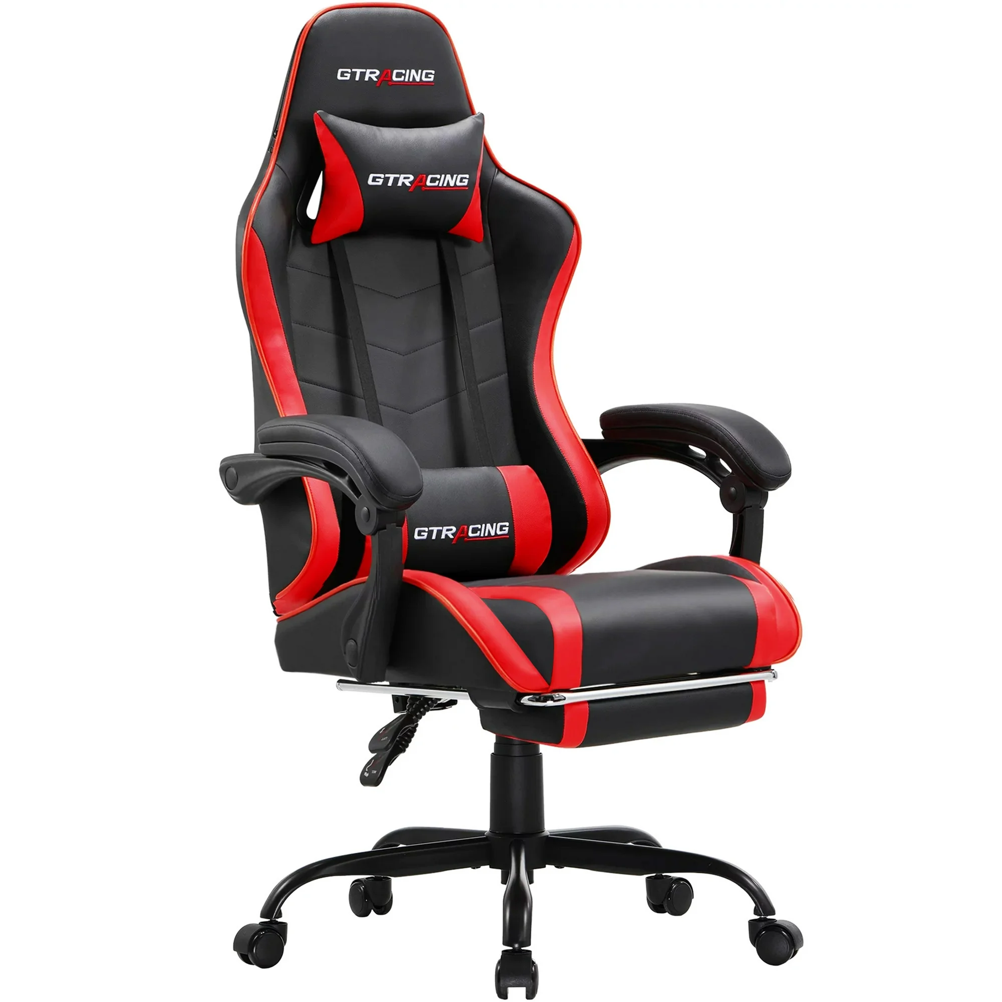 GTRACING GTWD-200 Ergonomic Gaming Chair with Adjustable Pillows and Footrest for Ultimate Comfort, Red