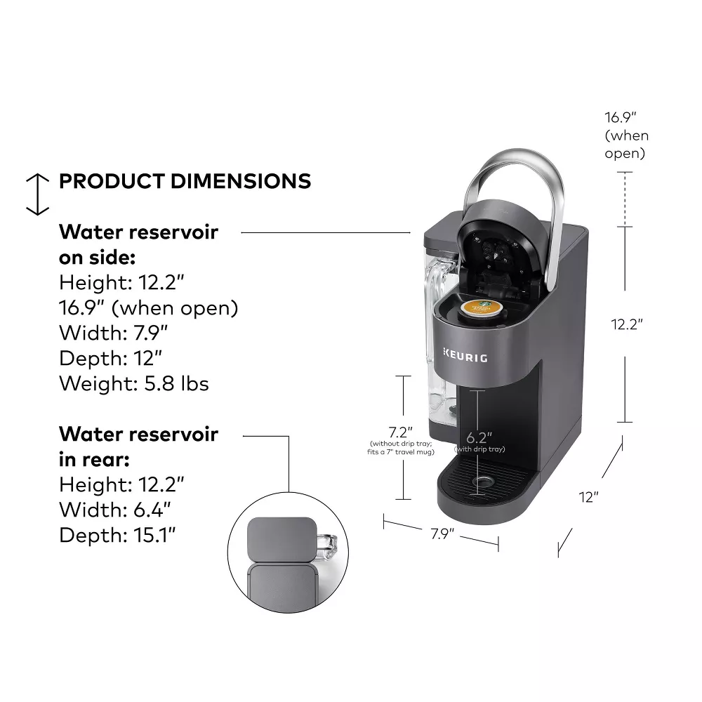Keurig K-Supreme SMART Single Serve Coffee Maker with WiFi Compatibility, 4 Brew Sizes, and 66oz Removable Reservoir - Gray - Image 6