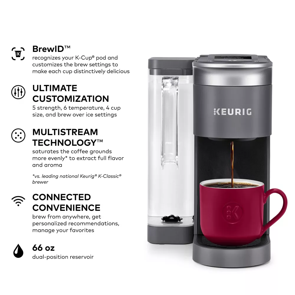 Keurig K-Supreme SMART Single Serve Coffee Maker with WiFi Compatibility, 4 Brew Sizes, and 66oz Removable Reservoir - Gray - Image 2