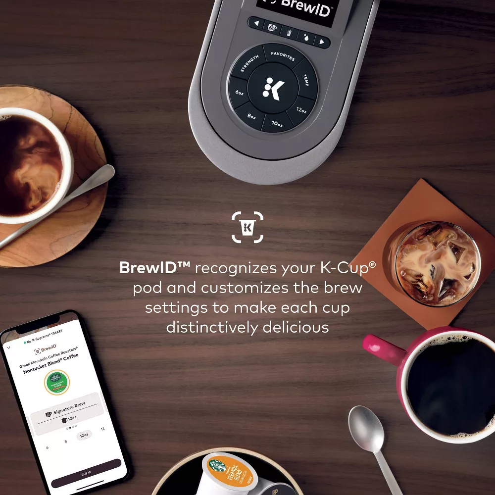 Keurig K-Supreme SMART Single Serve Coffee Maker with WiFi Compatibility, 4 Brew Sizes, and 66oz Removable Reservoir - Gray - Image 4