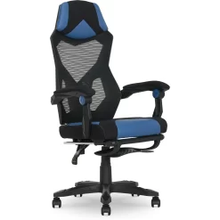 Gamer Gear Gaming Office Chair with Extendable Leg Rest, Blue/Black Fabric Upholstery