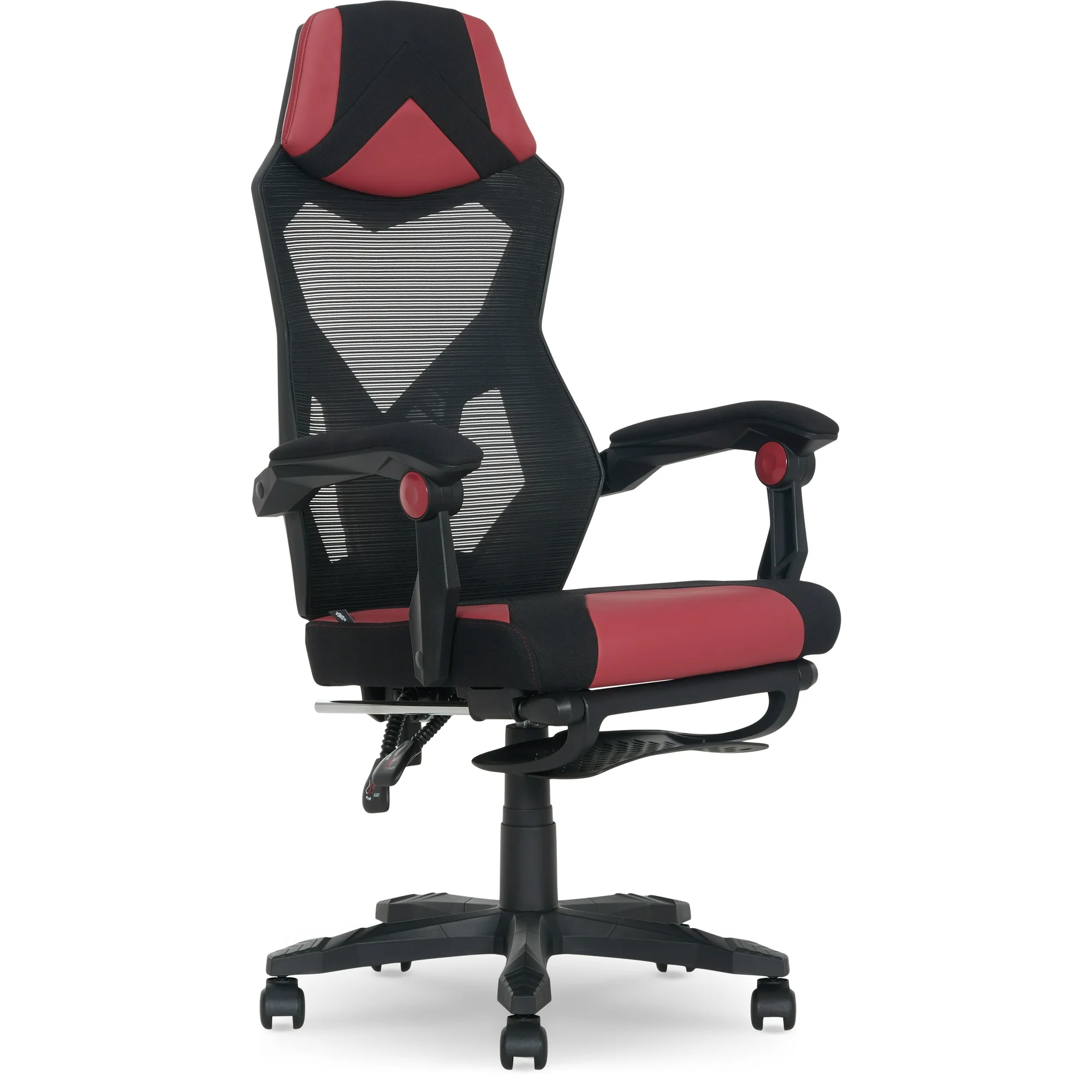 Gamer Gear Gaming Office Chair with Extendable Leg Rest, Red/Black Fabric Upholstery