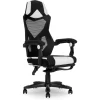 Gamer Gear Gaming Office Chair with Extendable Leg Rest, White and Black Fabric Upholstery