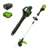 Greenworks 60V 13" String Trimmer & 125 MPH 450 CFM Leaf Blower Combo + 4Ah Battery & Charger