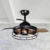 Parrot Uncle 36 in. Industrial Retractable 3-Blade Black Ceiling Fan with Light Kit and Remote Control