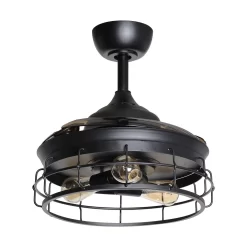 Parrot Uncle 36 in. Industrial Retractable 3-Blade Black Ceiling Fan with Light Kit and Remote Control