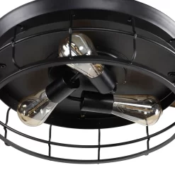 Parrot Uncle 36 in. Industrial Retractable 3-Blade Black Ceiling Fan with Light Kit and Remote Control