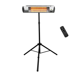 Kenmore Carbon Infrared 1500W Electric Patio Heater with Tripod and Remote, KH-7E01-SSTP, Silver
