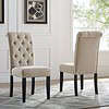 Roundhill Furniture Leviton Solid Wood Tufted Dining Chair (Set of 2), Tan