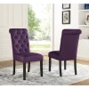Roundhill Furniture Leviton Solid Wood Tufted Dining Chair (Set of 2), Purple