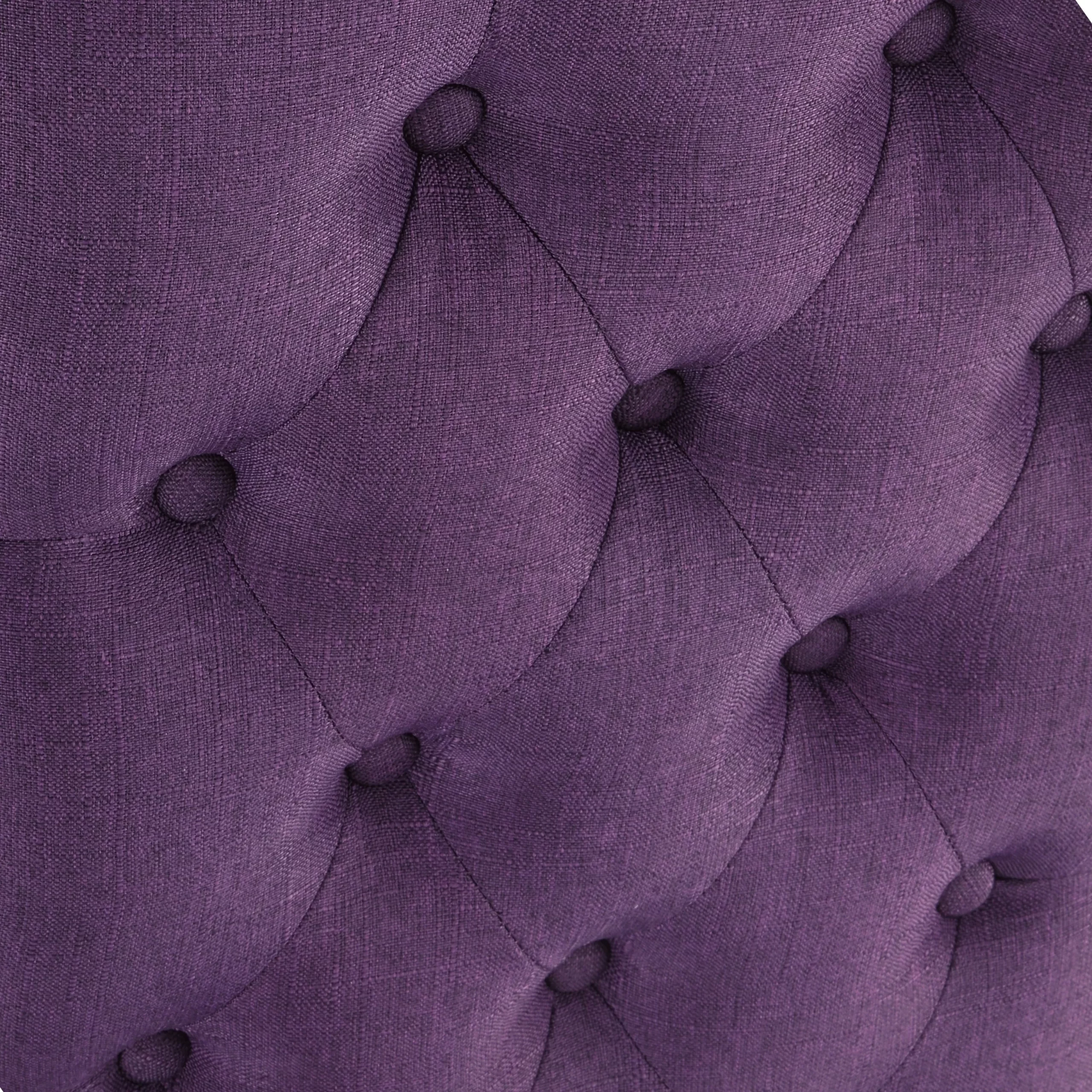 Roundhill Furniture Leviton Solid Wood Tufted Dining Chair (Set of 2), Purple