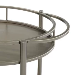 Lifestorey Devin Oval Metal Bar Cart, Antique Pewter