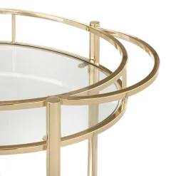 Lifestorey Devin Oval Metal Bar Cart, Gold