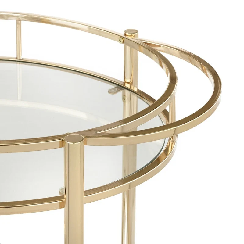 Lifestorey Devin Oval Metal Bar Cart, Gold