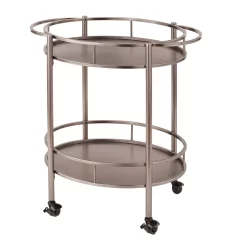 Lifestorey Devin Oval Metal Bar Cart, Antique Pewter