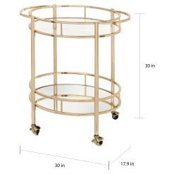 Lifestorey Devin Oval Metal Bar Cart, Gold