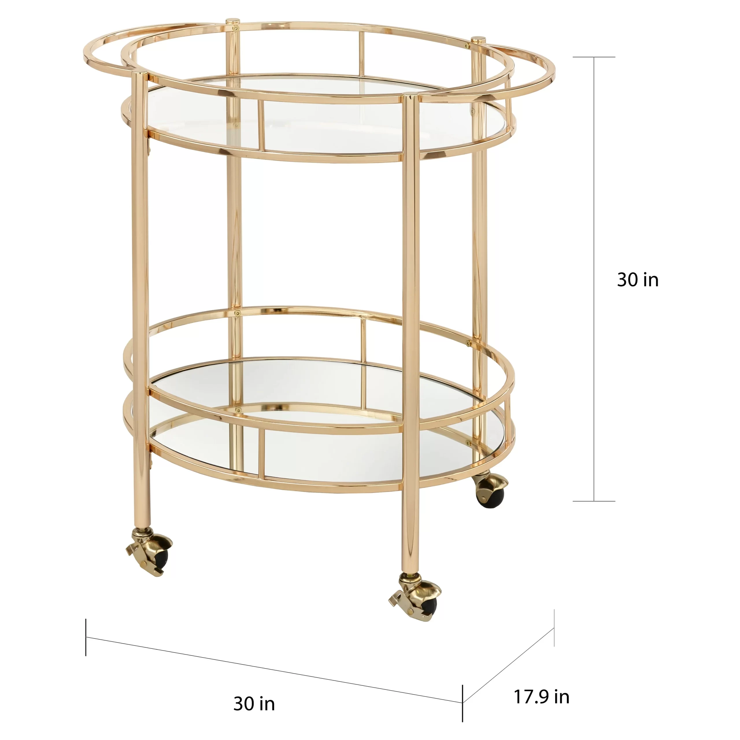 Lifestorey Devin Oval Metal Bar Cart, Gold