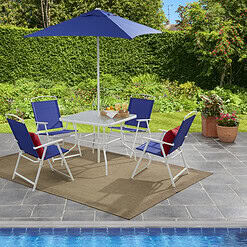 Mainstays Albany Lane 6-Piece Outdoor Patio Dining Set, Blue