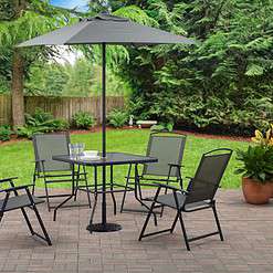 Mainstays Albany Lane 6-Piece Outdoor Patio Dining Set, Gray/Black