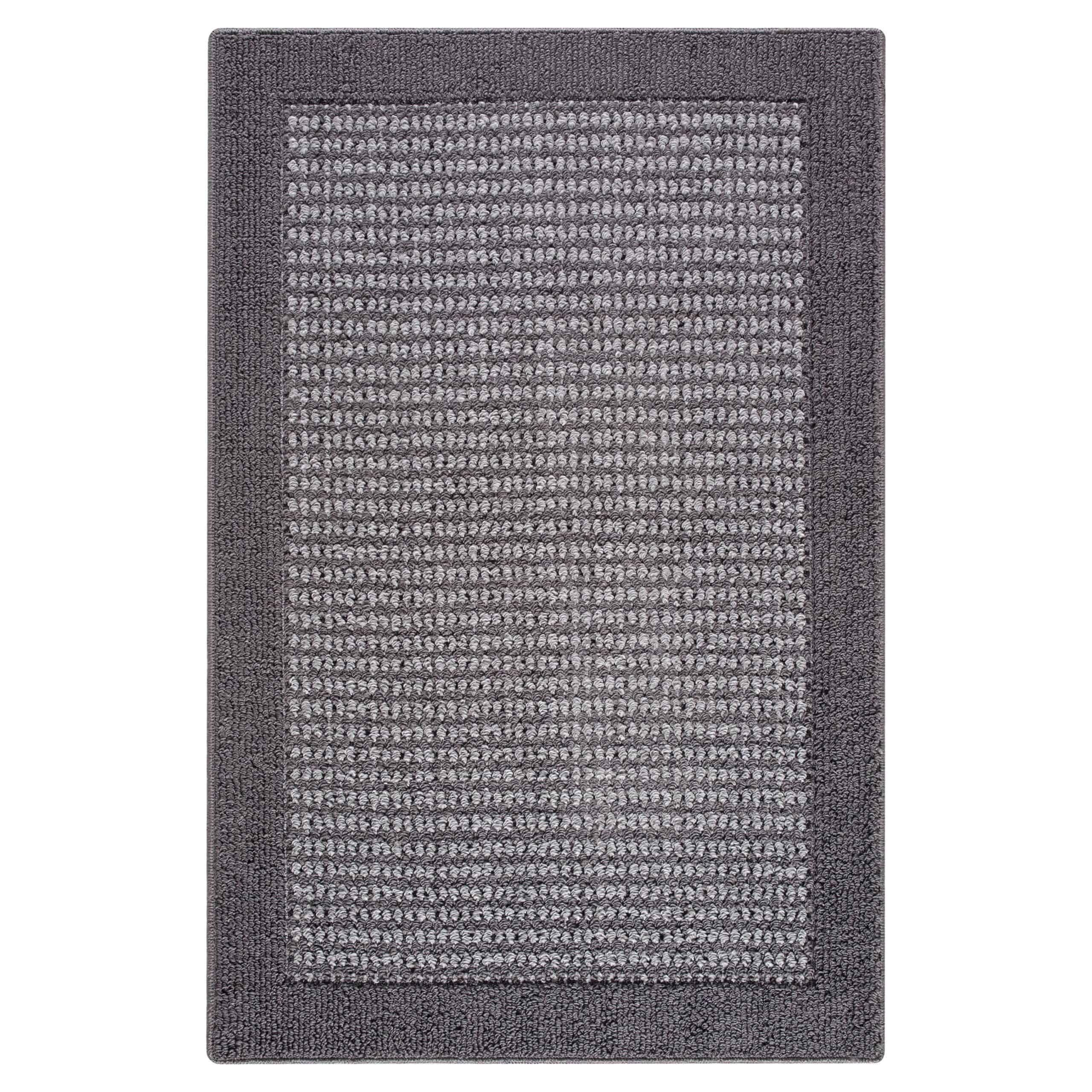 Mainstays Traditional Faux Sisal Olefin Gray Border Indoor Living Room Area Rug, 7'6"x10', Gray