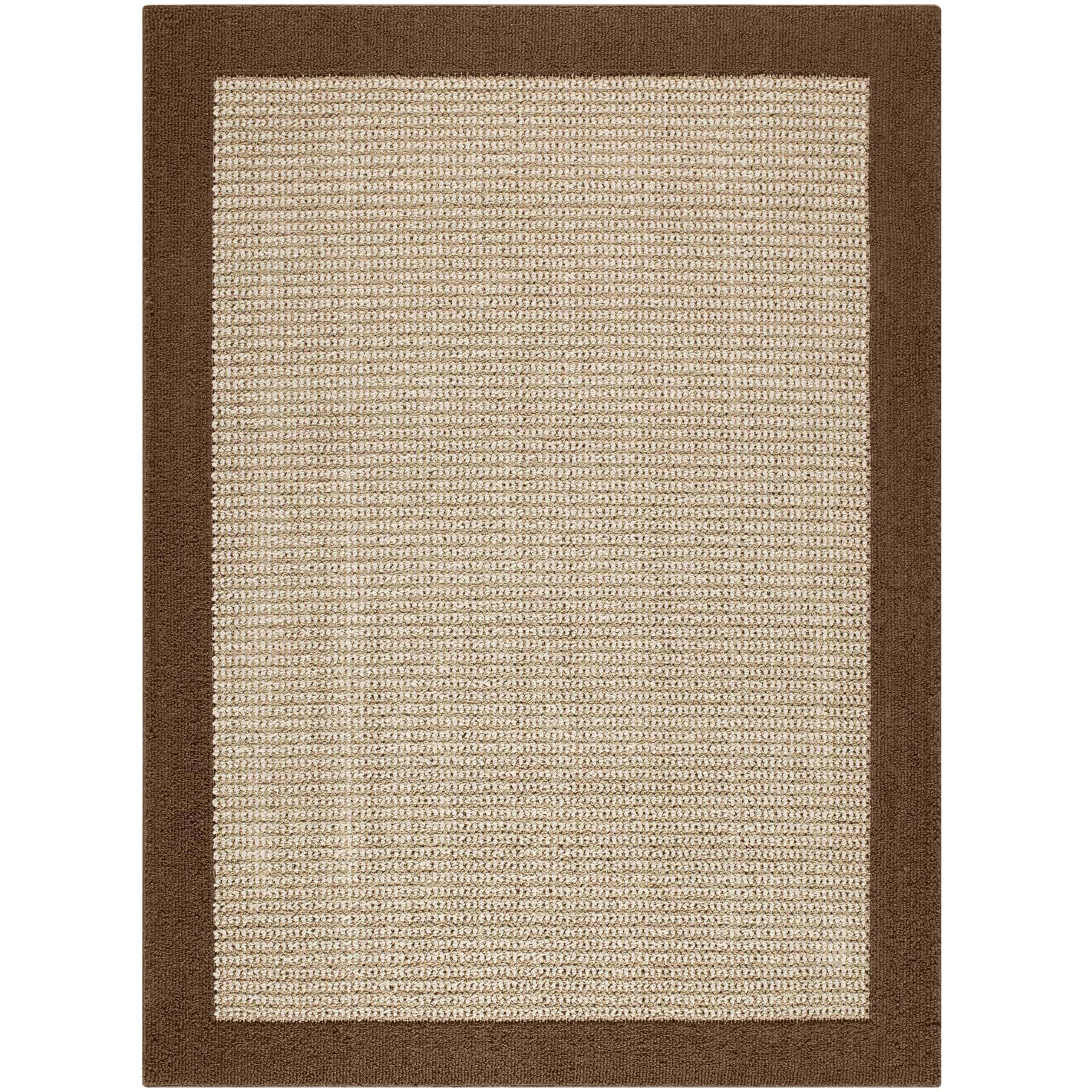 Mainstays Traditional Faux Sisal Olefin Brown Border Indoor Living Room Area Rug, 7'6"x10', Brown
