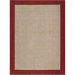 Mainstays Traditional Faux Sisal Olefin Red Border Indoor Living Room Area Rug, 7'6