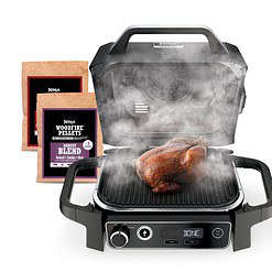 Ninja Woodfire 141 sq in 1760 Watts Electric Outdoor Grill & Smoker with Air Fry, BBQ Smoke, and Real Wood Pellet Flavor