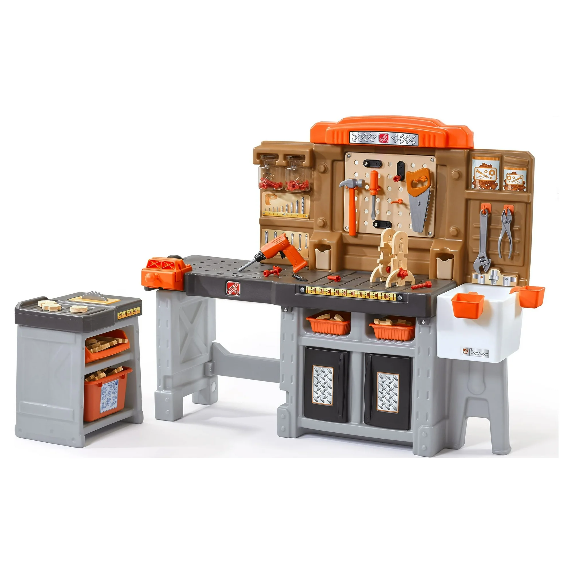 Step2 Pro Play Toddler Workshop & Utility Bench and Plastic Kid Tool Bench and 76 piece Playset