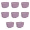 Sterilite 18 Gallon Tote Box Plastic Adult, Lilac Bloom, Set of 8