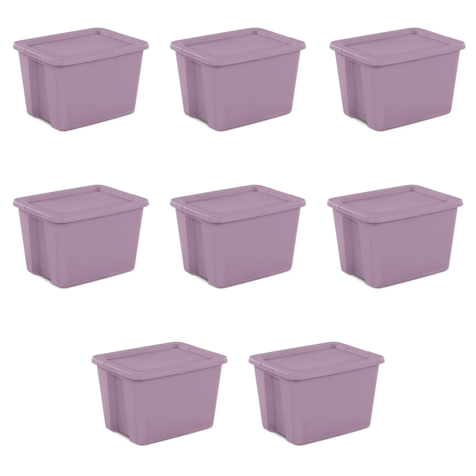 Sterilite 18 Gallon Tote Box Plastic Adult, Lilac Bloom, Set of 8
