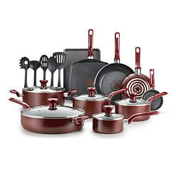 T-fal Easy Care Nonstick Cookware, 20 Piece Set, Red