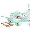 The Pioneer Woman Classic Ceramic Breezy Blossom Cookware Set, 12 Piece Set