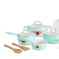 The Pioneer Woman Classic Ceramic Breezy Blossom Cookware Set, 12 Piece Set