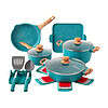 The Pioneer Woman Prairie Signature 14-Piece Cast Aluminum Cookware Set, Teal Speckle