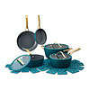 Thyme & Table Signature Ribbed 12-Piece Cookware Set Non-Stick - Peacock Blue
