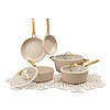 Thyme & Table Signature Ribbed 12-Piece Cookware Set Non-Stick - Taupe