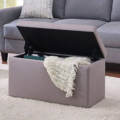 Better Homes & Gardens 30" Hinged Storage Ottoman, Sand Faux Linen