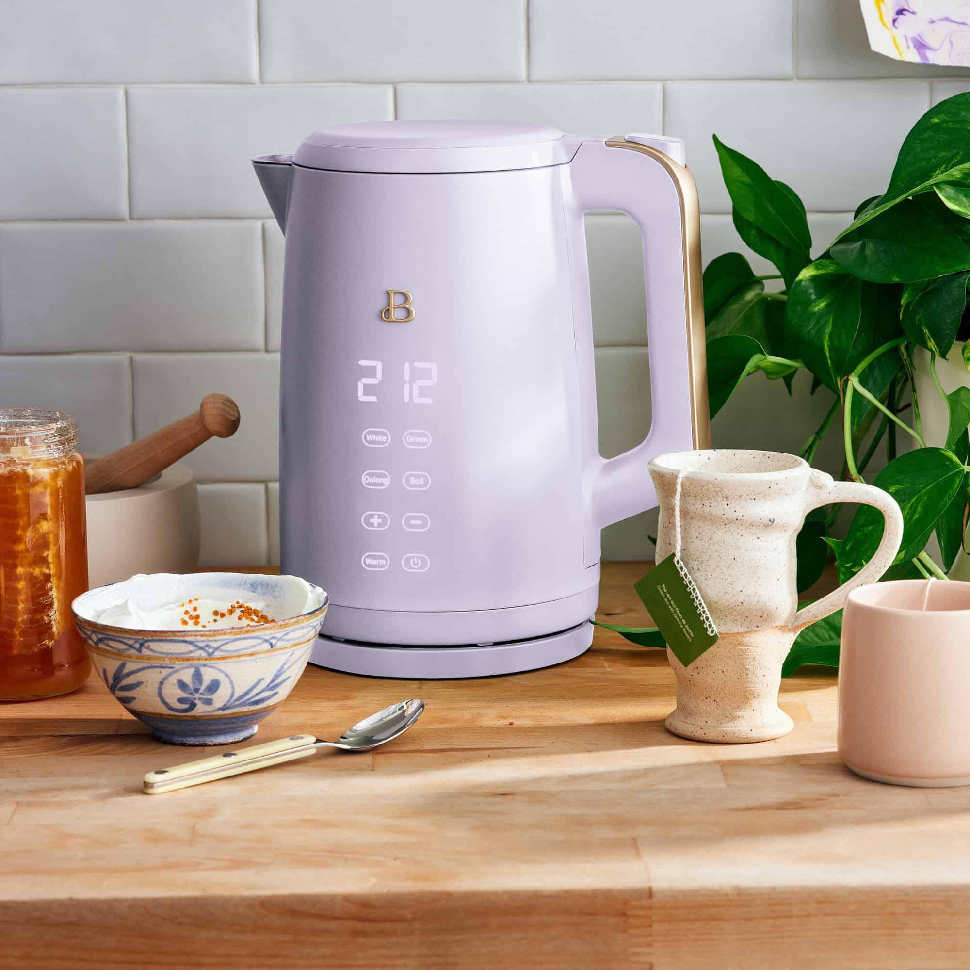 Beautiful 1.7-Liter Electric Kettle 1500 W with One-Touch Activation, Lavender by Drew Barrymore
