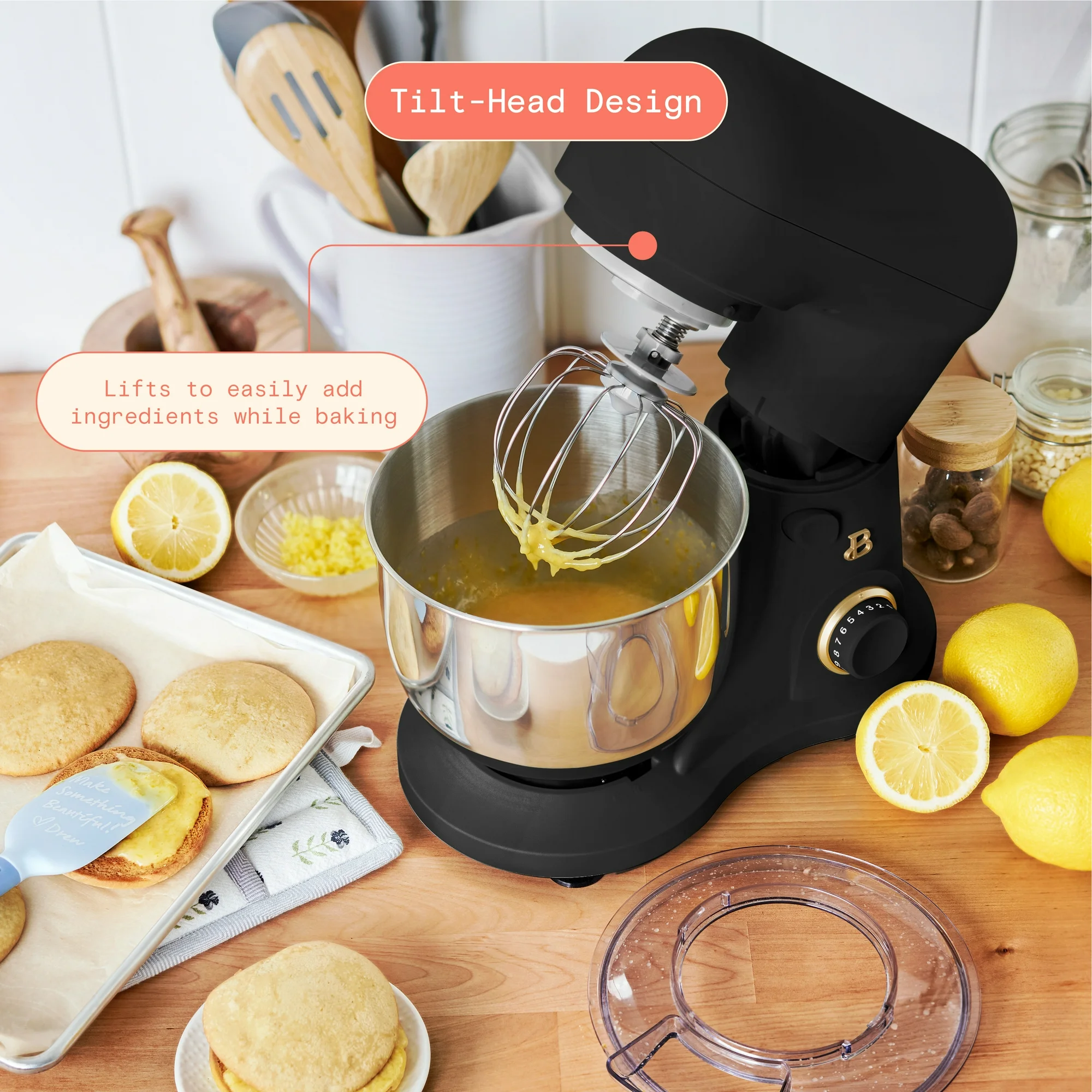 Beautiful 3.5 Qt Stand Mixer, Lightweight & Powerful with Tilt-Head, Black Sesame by Drew Barrymore - Image 12