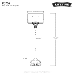 Alternative view of Lifetime New Adjustable Portable Basketball Hoop (44-inch Impact) - 90759