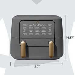 Beautiful 9 QT TriZone Air Fryer, Oyster Grey by Drew Barrymore