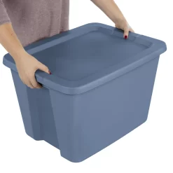 Sterilite 18 Gallon Tote Box Plastic Adult, Blue Moonlight, Set of 8