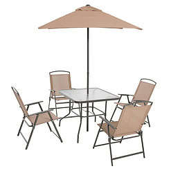 Mainstays Albany Lane 6-Piece Outdoor Patio Dining Set, Tan
