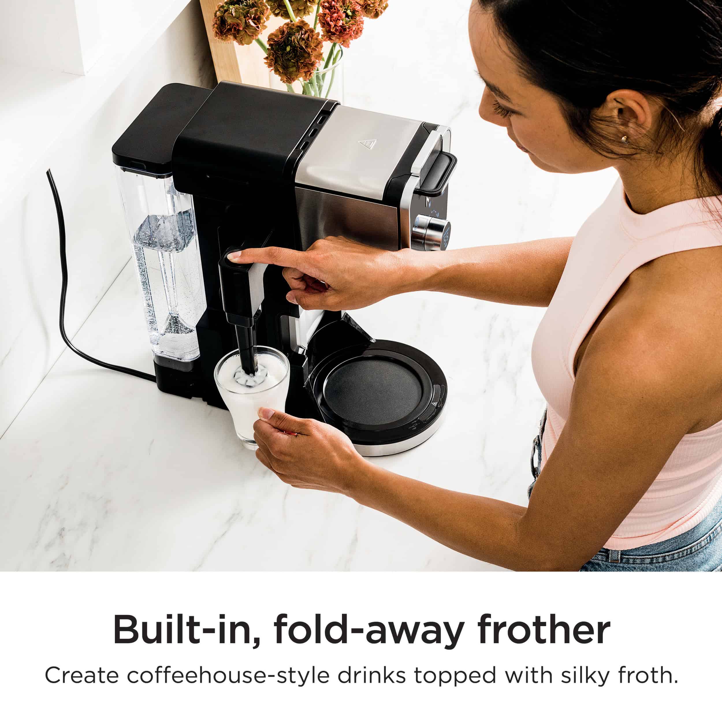 Ninja CFP300 Dual Brew Specialty Drop Coffee Maker, Single-Serve, K-Cup Pod Compatible, 12-Cup, Glass Carafe
