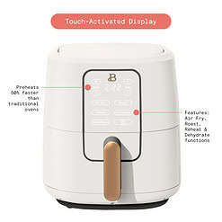 Beautiful 6 Qt Air Fryer with TurboCrisp Technology and Touch-Activated Display, White Icing by Drew Barrymore