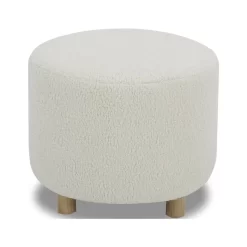 Better Homes & Gardens Mira Round Ottoman, Cream