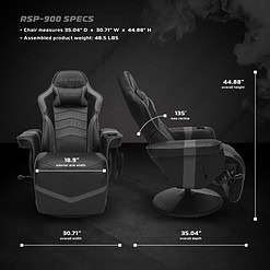 RESPAWN 900 Gaming Recliner - Reclining Gaming Chair with Footrest, Gaming Chair Recliner, Gray