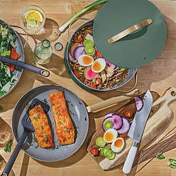 Beautiful 12pc Ceramic Non-Stick Cookware Set, Thyme Green by Drew Barrymore