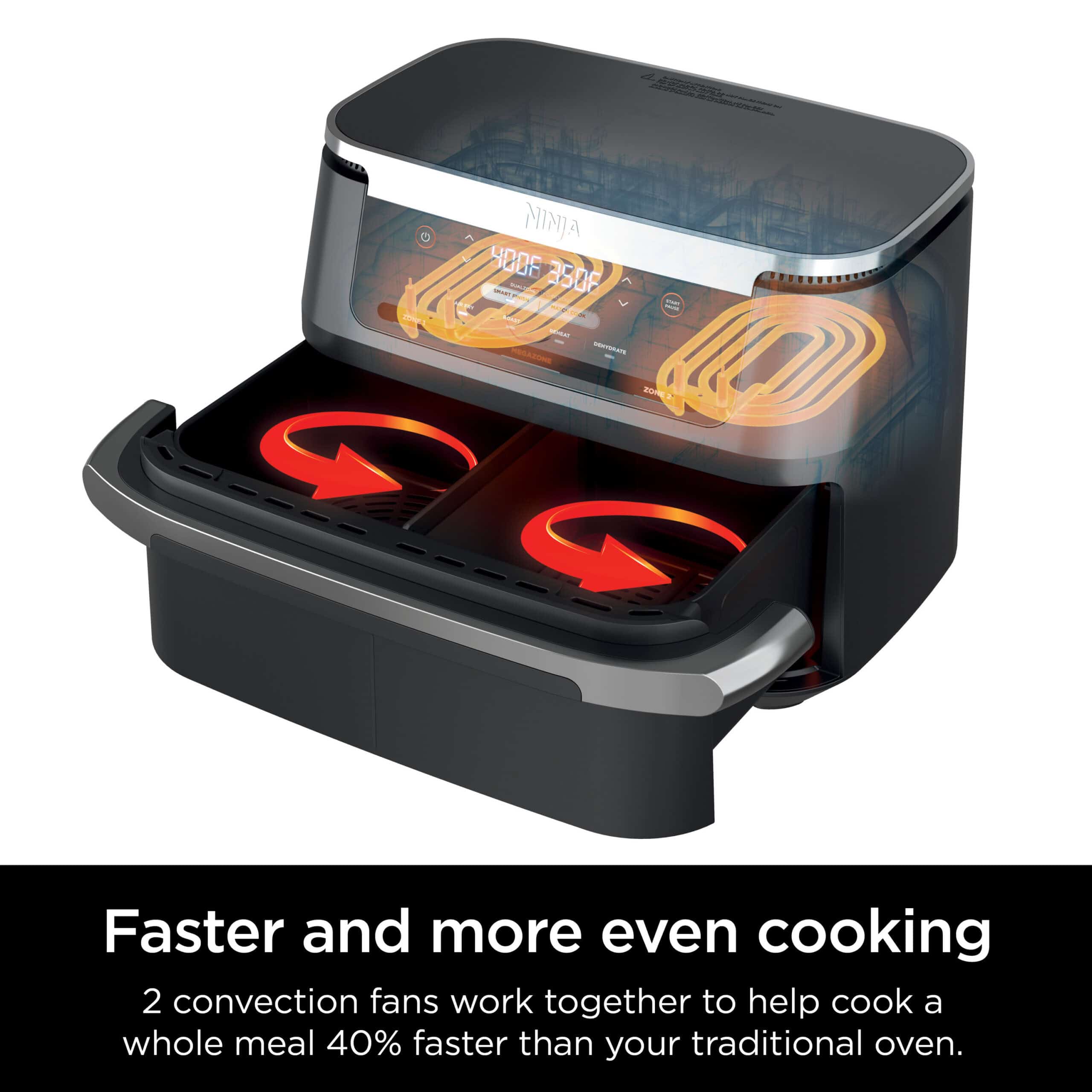 Ninja DZ070 Foodi 4-in-1 DualZone FlexBasket Air Fryer with 7-Qt MegaZone